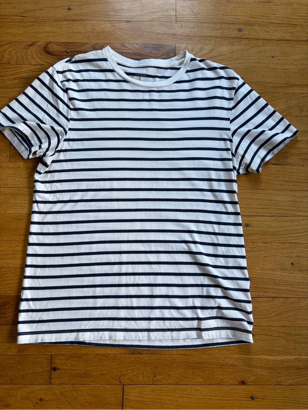 J. Crew White Tee with Navy Horizontal Stripes size medium